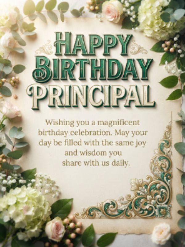 Greeting Card For Principal Birthday